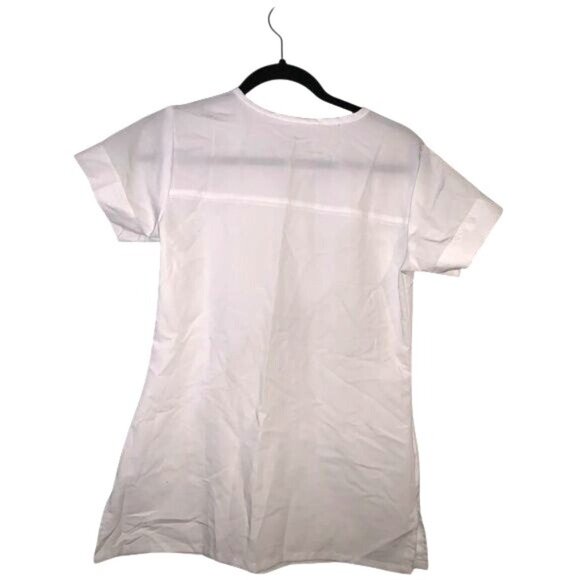 Greys Anatomy By Barco Signature White Scrub Top XS Short Sleeve V-Neck Womens U - Picture 3 of 6